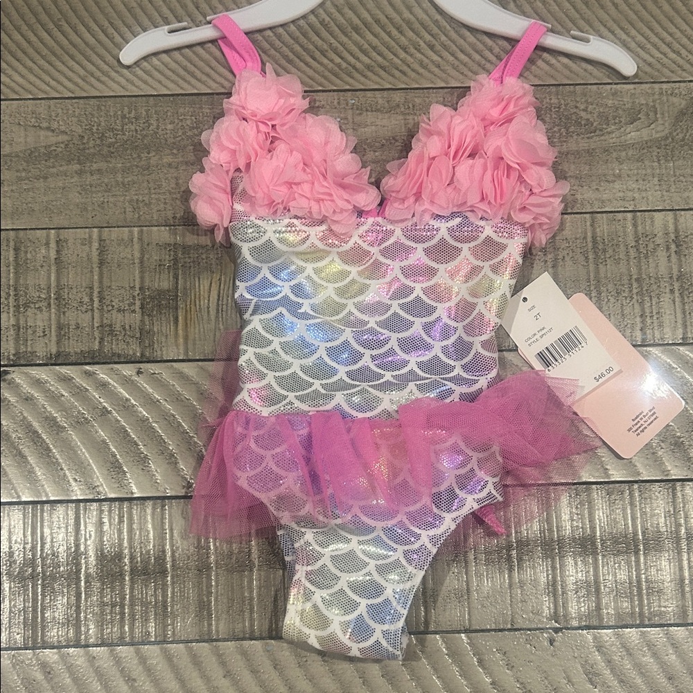 Floatimini Pink and White Kids Swim One Piece